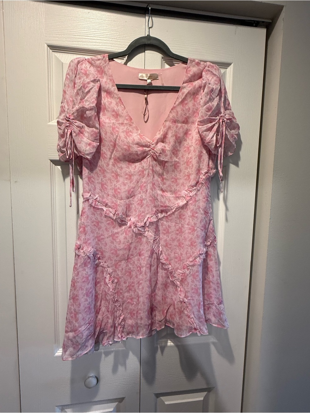 LoveShackFancy Pink Floral Ruffle Tunic